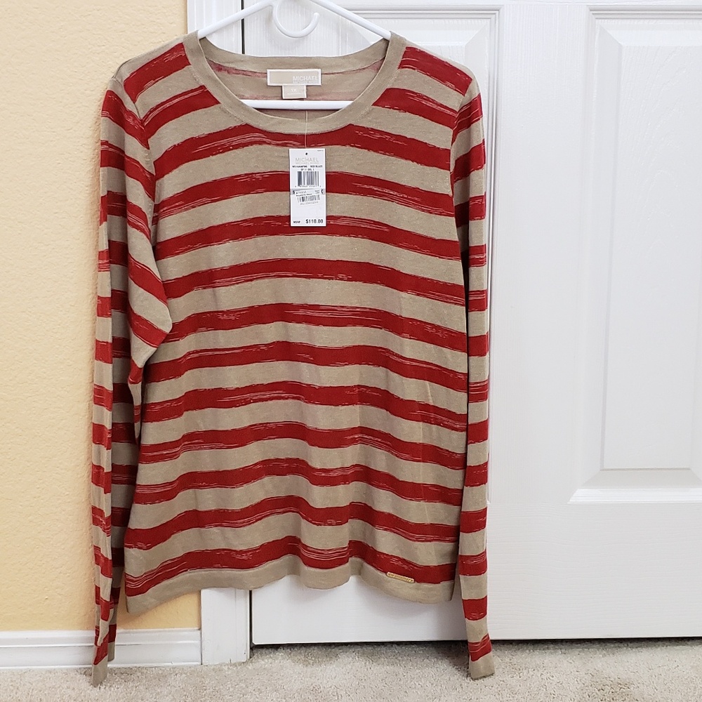 Michael Kors  Women's  Red  Blaze Linen Blend Top